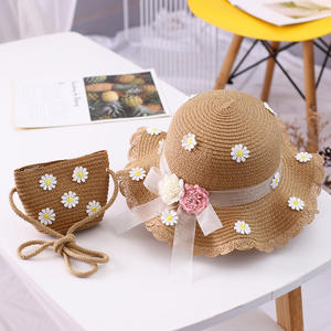 Sombrero <span class=keywords><strong>de</strong></span> Paja para Niña, con Lazo y Flor, para Playa, Verano, Protección Solar, Estilo <span class=keywords><strong>Pescador</strong></span>, Conjunto con Bolsa, para Padres e Hijos - Product Image 4