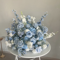 W-D031 Nouvelle Boule de Fleurs Artificielles Bleues de Haute Qualité, Boule de Roses Dorées pour Centre de Table de Mariage Décoratif