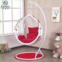 Balançoires de jardin modernes en métal pour l'extérieur, chaises suspendues en forme d'œuf roses pour enfants, pour balcon