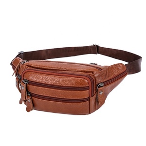 New mens European and American fashion Design leather and cowhide waist bags top quality outdoor climbing sports fanny pack