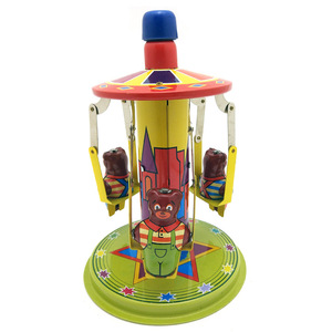 Carrusel Retro de Cuerda, Juguete Clásico de Metal, Regalo para Fiestas Infantiles, Oso Giratorio con Resorte de Metal Verde, Recuerdo Nostálgico de la Infancia - Product Image 1