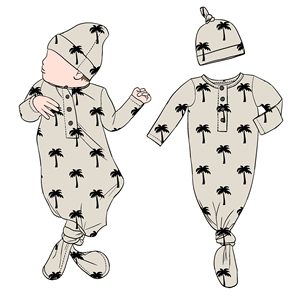 Little Glow Kid Wholesale Breathable <strong>Newborn</strong> Baby Knotted <strong>Gown</strong> Sleeping Bag Matching Beanie for Kids Children - Product Image 4