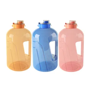 Bouteille d'eau en plastique, 500 ml 2,5 l, sans BPA, vêtements écologiques, PETG, pour sport, haltère, Logo personnalisé avec paille, vente en gros