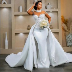 Robe de mariée personnalisée 2 en 1, robe de mariée à manches longues, robes de mariée 2 en 1 détachables, robe de mariée sirène - Product Image 1