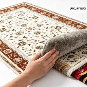พรมปูพื้นโพลีเอสเตอร์ทันสมัย ลายใหม่ ขายดี สีขาวงาช้าง-แดง สำหรับห้องนั่งเล่น ห้องนอน กันลื่น ปลอดภัยสำหรับสัตว์เลี้ยง ขนสั้น - Product Image 1