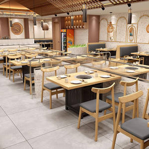 Ensemble table et chaises de <span class=keywords><strong>restaurant</strong></span> en bois massif au design moderne, idéal pour les restaurants de <span class=keywords><strong>barbecue</strong></span>, de hot pot et de nouilles - Product Image 5