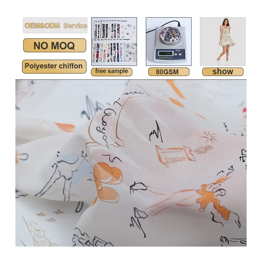 Desenho gratuito de padrões da moda para fábrica de impressão digital, tecido estampado chiffon 100D 100 poliéster, amostras grátis