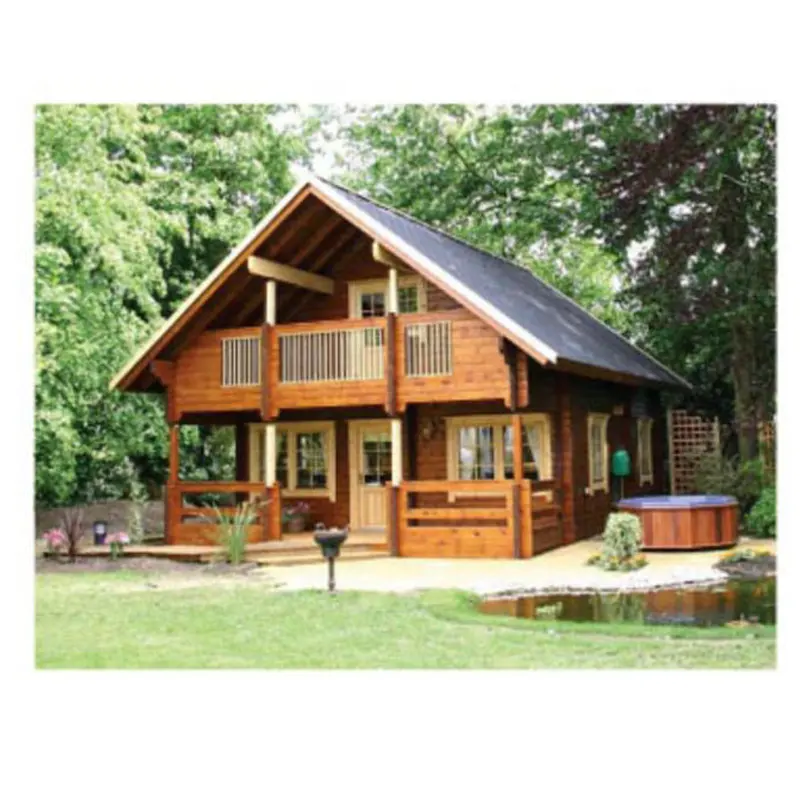 Country assemble home ready made log cabin kits modular wooden tiny modern design prefab resort villa house