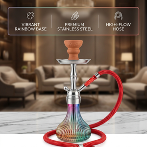 Oferta Especial: Shisha Colorida Iridiscente con Diseño Acanalado, Vaso Tipo Pera, Inoxidable, No Tóxico, Tubo de Silicona de Grado Alimenticio, Nargile - Product Image 1