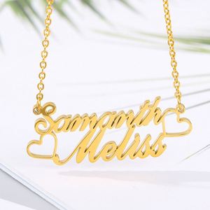 Customized Rose Gold Plated Simple <b>Name</b> Logo <b>Necklace</b> for Women Men 316L Stainless Steel With <b>Custom</b> Pendant Jewelry - Product Image 3