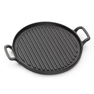 Cast Iron Grill Pan Round 12 Inch Durable Griddle For Indoor Outdoor Cooking - Product Image 1