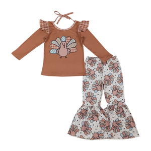 ชุดกางเกงลายดาวสำหรับเด็กผู้หญิงวัยหัดเดินกางเกงขายาวสไตล์ตุรกีวันขอบคุณพระเจ้า - Product Image 1