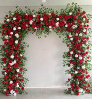 F396 Arche de Décoration d'Entrée pour Fête Anniversaire, Kit d'Arche Florale en Soie Artificielle, Chemin de Mariage, Rangée de Fleurs Blanches, Décor Carré
