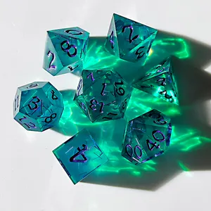 Dungeons And Dragons Green Dice Handmade Borda Redonda Resina Solid Dice