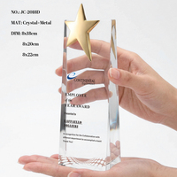 Trofeo de Cristal K9 con Estrella Pulida en la Parte Superior, Grabado Láser 3D Personalizado, Ecológico, Hecho a Mano, Premio Deportivo de Oro, Plata y Bronce para Campeones