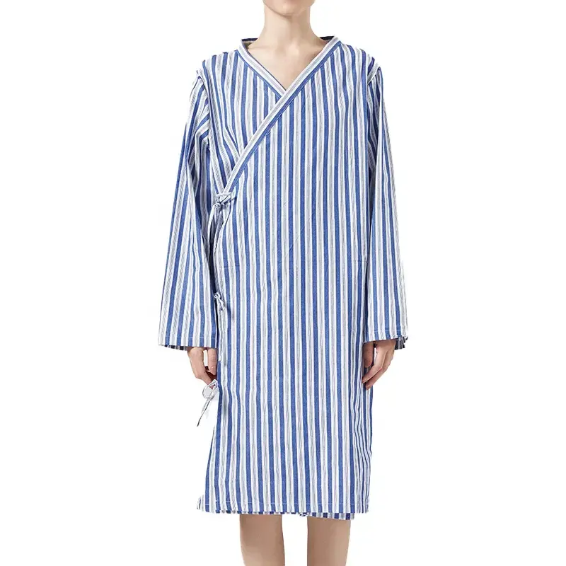 Großhandel billige Baumwolle Unisex Patient Uniform Wieder verwendbare Polka Dot Printing Frauen Baumwolle Krankenhaus kleid