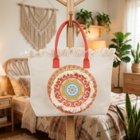 Sac fourre-tout décontracté pour femme en toile beige, grande capacité, léger, pour les vacances à la plage
