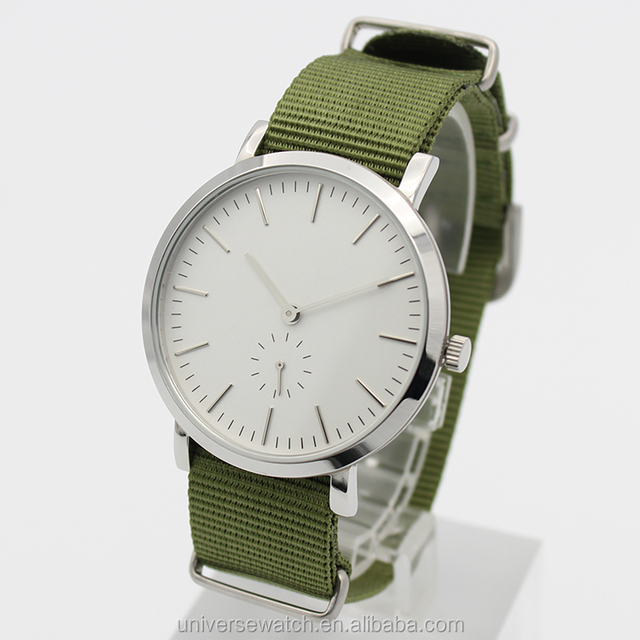 Ultra Thin Japanese Quartz Men Stainless Steel Watch with Nylon Strap U2796