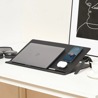 Bureau d'ordinateur portable pliable 5 en 1 réglable, support pour tablette, charge sans fil 15W pour téléphone, rangement magnétique, tapis de bureau intelligent