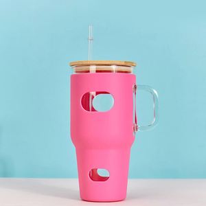 32oz Glass Car <b>Mug</b> With Handle and Silicone Sleeve for Office to Car Transition - Product Image 4