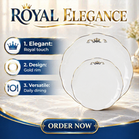 Assiettes en porcelaine blanche en gros, vaisselle en porcelaine fine écologique, tasses et assiettes de luxe royales en porcelaine gaufrée