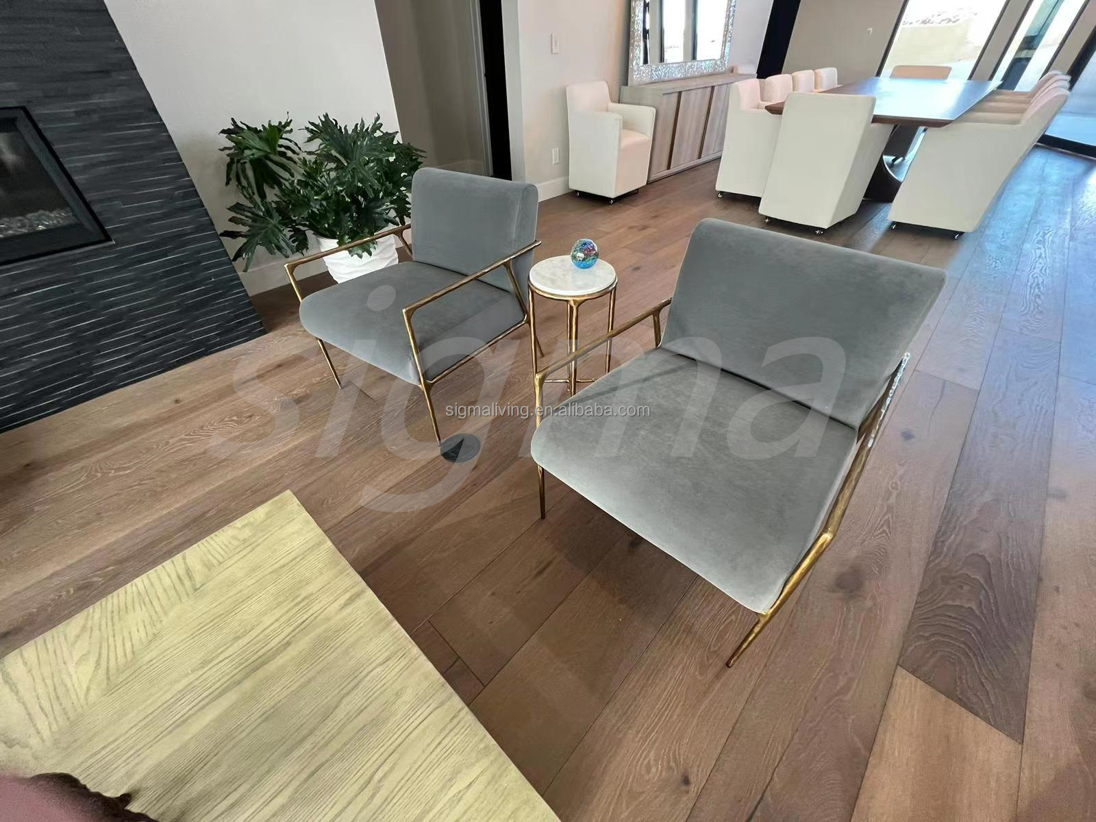 Indoor Furniture Living Room Leather Single Sofa Fabric Metal Sofa Set