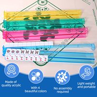 Support de rangement en acrylique pour tuiles de mahjong de 18 à 20 pouces, rose, jaune, bleu, vert, avec poussoirs