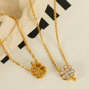 Stainless Steel Pendant Necklace With Diamond Pave Setting Cross Heart <b>Star</b> Moon Clover <b>Design</b> For Women Gift Jewelry - Product Image 2