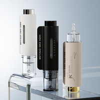 Flacon compte-gouttes de sérum 10 ml couleur personnalisée, seringue cosmétique sans air noire de luxe avec rouleau de massage