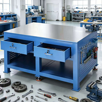 Banc de travail de laboratoire robuste et moderne avec armoire à outils et tiroirs verrouillables, serrure à clé pour l'assemblage et l'entretien des moules