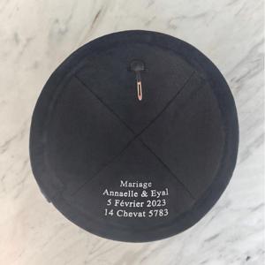 Kipá de terciopelo personalizado, regalos de boda judíos étnicos, Bar Mitzvah, Kipot del judaísmo con logotipo bordado, <span class=keywords><strong>sombrero</strong></span> Yarmulke <span class=keywords><strong>Kipa</strong></span> Yarmulka - Product Image 4