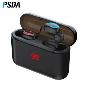 PSDA yeni TWS LED kablosuz 5.0 kulaklık kablosuz spor Handsfree kulaklık 3D Stereo oyun kulaklığıı Mic ile şarj kutusu