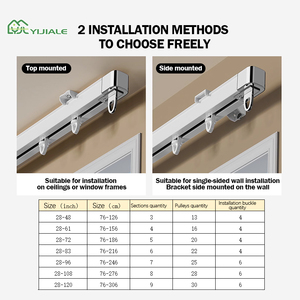 YIJIALE Aluminum <strong>Curtain</strong> Track Set <strong>with</strong> <strong>Hooks</strong> Adjustable Length Ceiling/Wall Mount <strong>Curtain</strong> Rail System White - Product Image 2