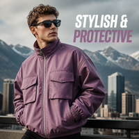 Veste en simili cuir pour homme - Style décontracté d'hiver avec détails brodés et logo personnalisé