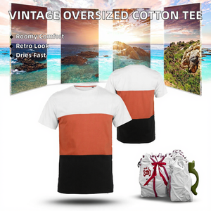 T-shirt en jersey ample et surdimensionné à manches courtes, col rond, 100 % coton 220g, impression par sublimation, écologique - Product Image 2