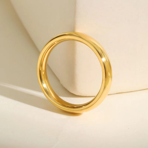 Bague Homme en Acier Inoxydable Plaqué Or 14 carats, Finition <span class=keywords><strong>Soign</strong></span>ée Simple et Lisse, Étanche, Bijoux en Gros - Product Image 2
