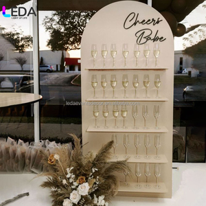 Fondo de Boda LED, Pared de PVC Negra para Exhibición de Champán, Soporte Acrílico para Exhibición de Champán, Pared de Champán Removible con Luz LED - Product Image 4