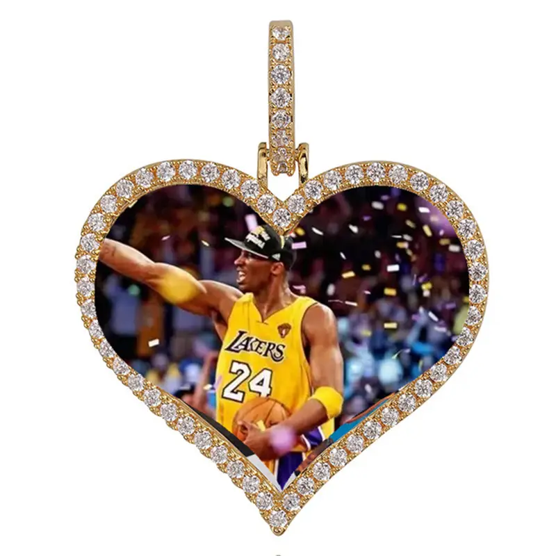 Benutzer definierte Iced Out Gigi Kobe Bryant Speicher Foto rahmen Halskette Bild