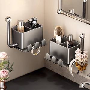 Support mural rectangulaire poli sans perçage pour accessoires de coiffure, rangement de bijoux, serre-têtes et peignes - Product Image 1