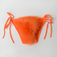 Vente en gros de maillots de bain deux pièces pour femmes en fausse fourrure de renard maillots de bain solides soutien-gorge sous-vêtements fendus triangle carnaval Bikini ensemble
