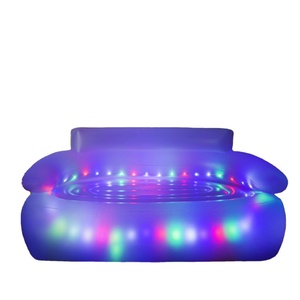 Canapé gonflable 2 places en PVC avec lumières LED et pompe électrique, chaise longue gonflable illuminée - Product Image 1