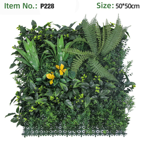 Panneaux de haie murale en herbe artificielle verte 50x50cm, vente en gros d'usine, pour aménagement paysager et terrasses, projets commerciaux sur mesure - Product Image 3