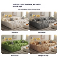 Ensemble de canapés en tissu anti-griffures pour chat, style crème pétale, avec structure en bois massif, rembourrage en latex naturel, chaise longue d'angle incurvée pour salon et chambre