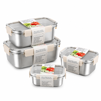 Boîte à lunch hermétique en acier inoxydable, récipient alimentaire portable compatible micro-ondes, boîte bento métallique réutilisable pour la maison, l'école et les activités de plein air