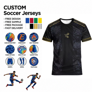 Jersey Sepak Bola Nama Tim Kustom Nomor Tim Kain Poliester Cepat Kering Bernapas Bordir Sublimasi 3D Bendera Meksiko - Product Image 1