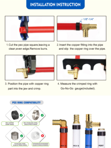Conectores PEX de Latón sin Plomo KING SMART de 1/2 Pulgada ASTM F1807, Conectores PEX en T de Latón con Certificación CUPC NSF (Envío Gratuito a EE. UU. y Canadá) - Product Image 3