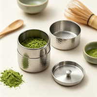 Nouvelle boîte à thé martelée en acier inoxydable 304, double couche scellée, pour poudre de Matcha, anti-humidité, portable, pour le thé et le stockage