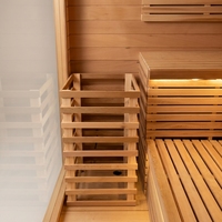 Sauna Exterior Moderna Personalizada de Vapor Seco con Construcción de Abeto y Tablero Carbonizado/WPC, Cabina de Jardín, Vestuario para Spa en el Patio Trasero