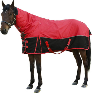 Manta <span class=keywords><strong>de</strong></span> caballo impermeable <span class=keywords><strong>de</strong></span> invierno 1200D personalizada con cubierta para el cuello - Product Image 1