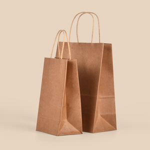 Sac en papier kraft brun direct usine pour emballage d'aliments et de vêtements poignée en papier torsadé de couleur personnalisée recyclable pour chaussures - Product Image 1